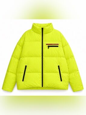 Prada Linea Rossa‎ Down Puffer Coat Neon Yellow LR-HX015 Size XXL